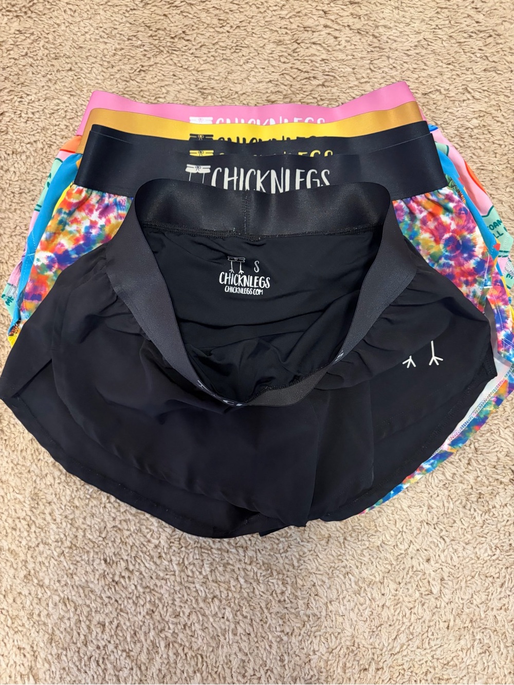 5 Pair - Chicknlegs Women's Athletic Shorts - Black & Multicolor Pack - Picture 3 of 16